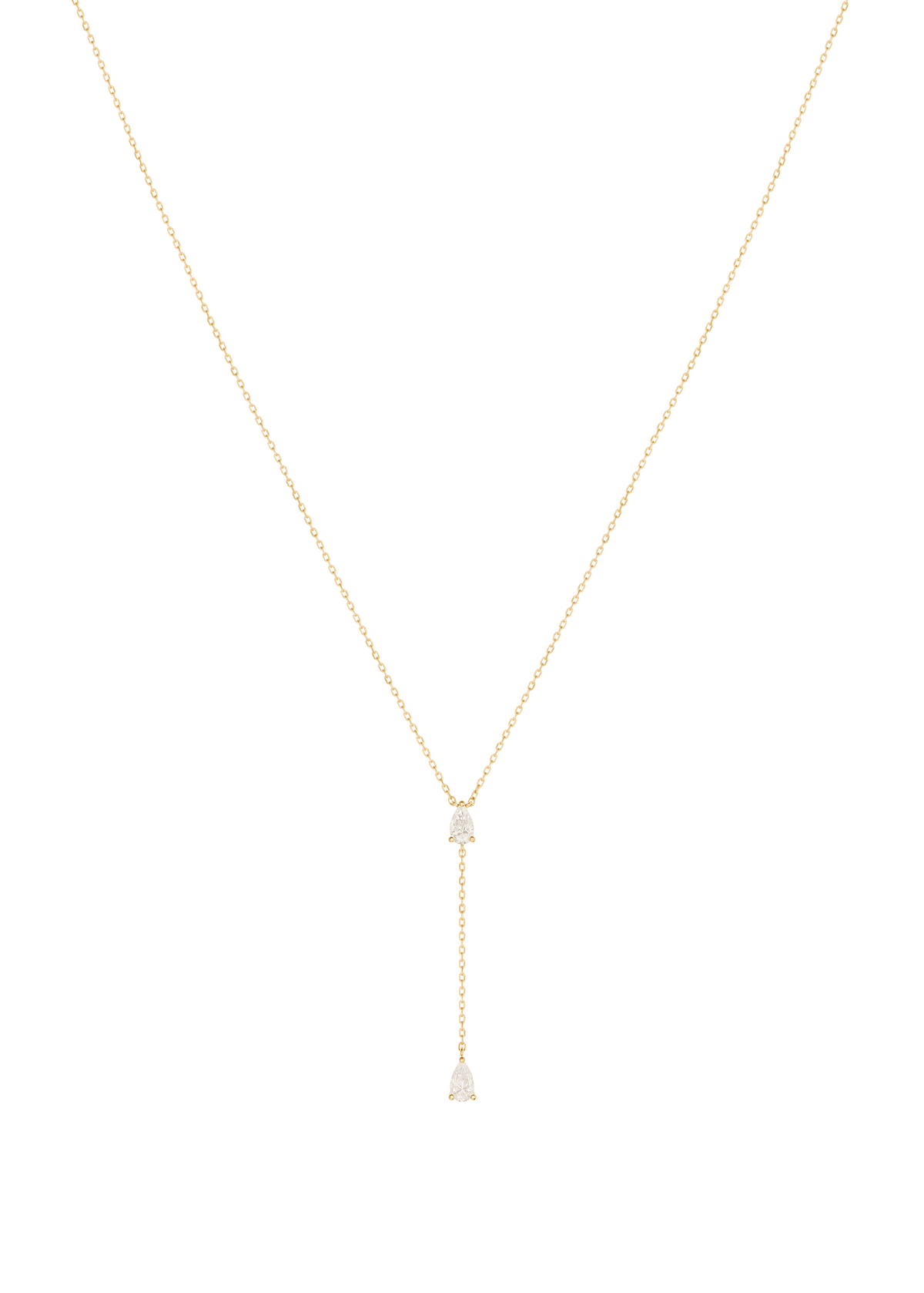 colar de 18k com dois diamantes ligados Colares
