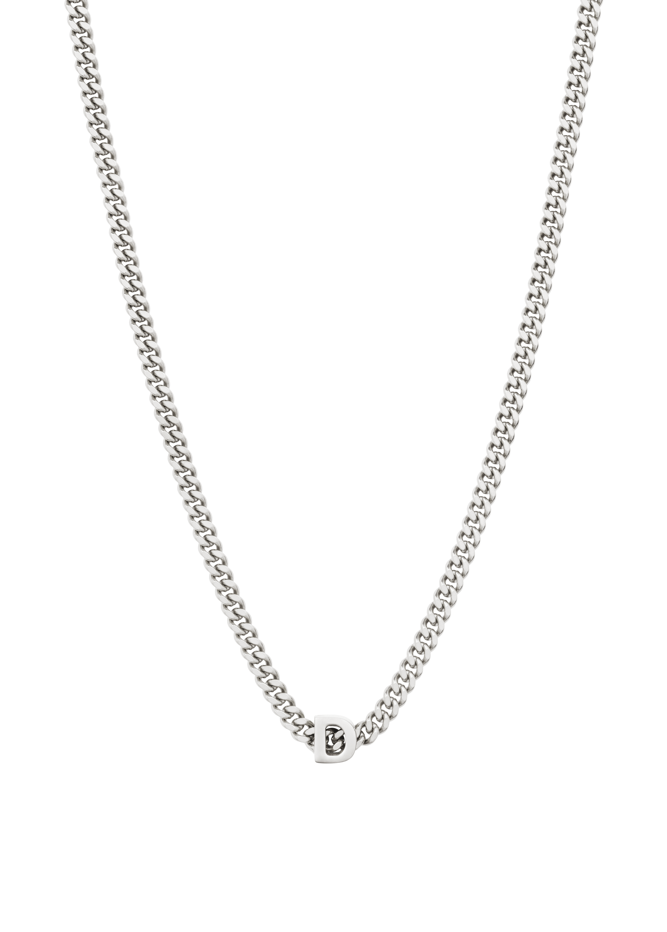 alphabet necklace with pendant D in silver
