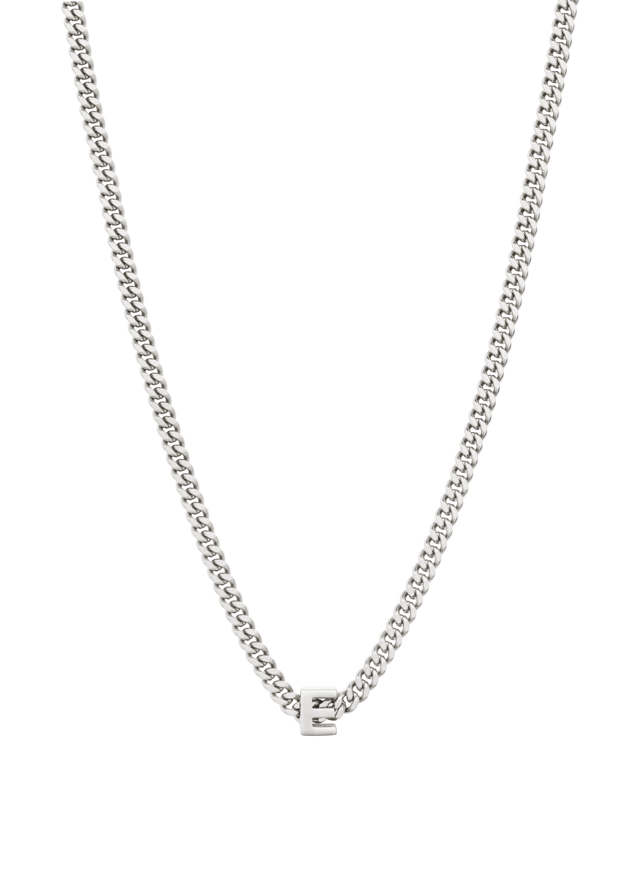 alphabet necklace with pendant E in silver