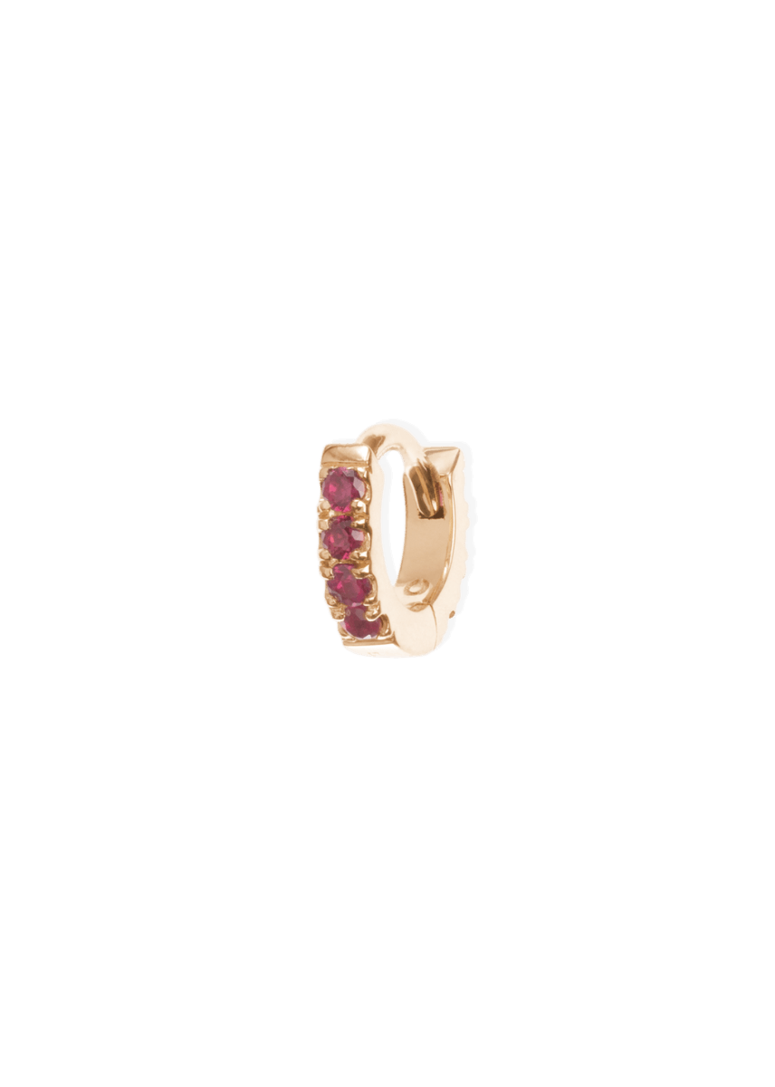 brincos de argola de 5 mm em ouro 18k com rubi salt