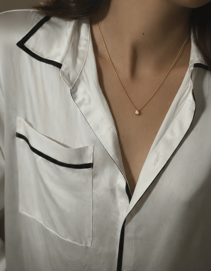 colar de corrente esfera imperfeita com diamante 18k Colares
