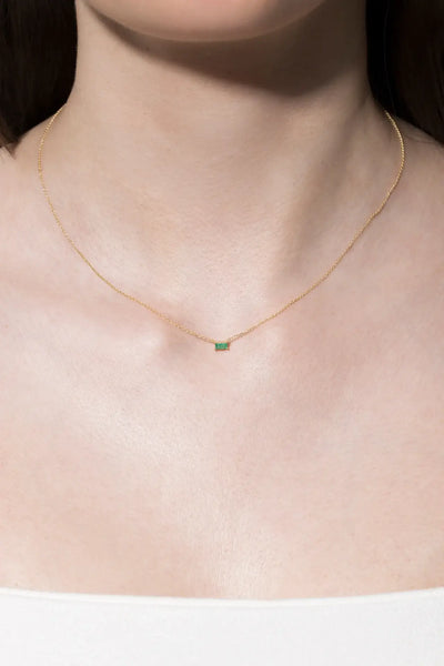 Emerald Baguette 18k Necklace Necklaces