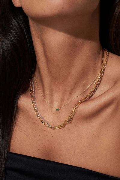 Emerald Baguette 18k Necklace Necklaces