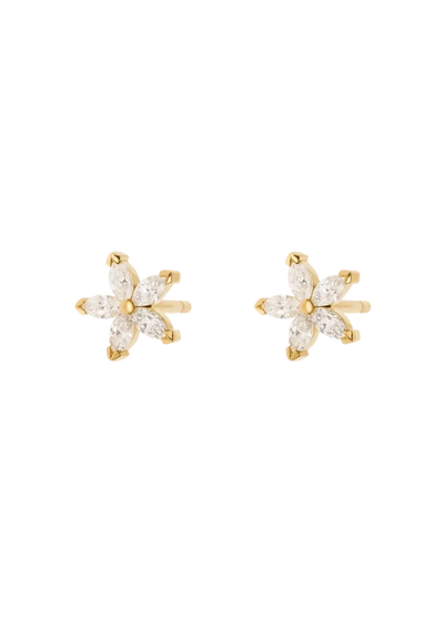 brincos de diamantes 18k flor Brincos