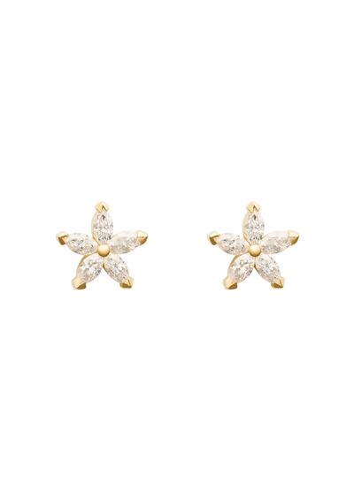 brincos de diamantes 18k flor Brincos