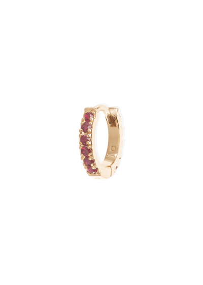 brincos de argola de 7 mm com rubi e ouro 18k lima
