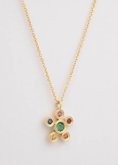 colar margarida com aro e diamante 18k Colares