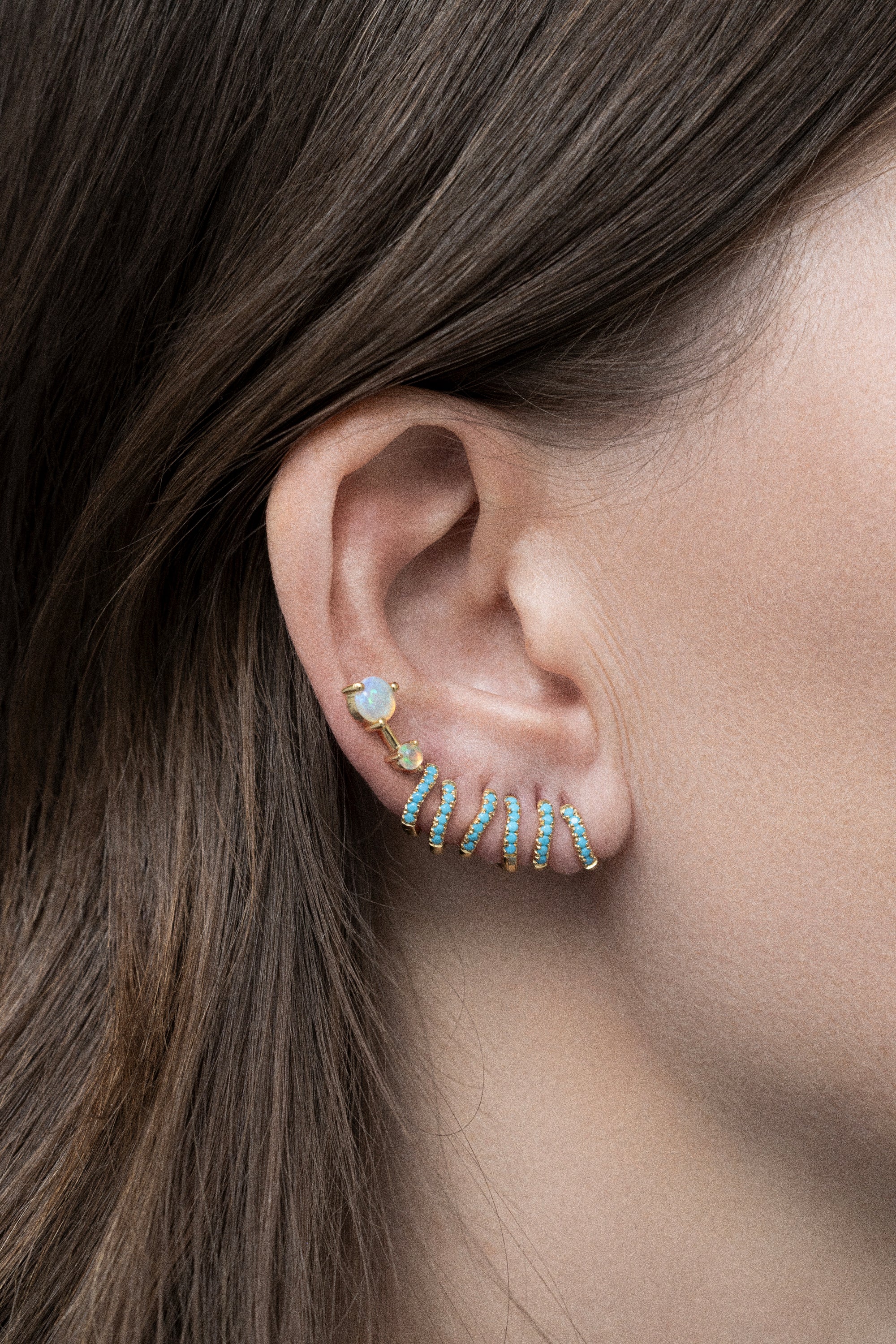 Orelha modelo multi earrings turquoise