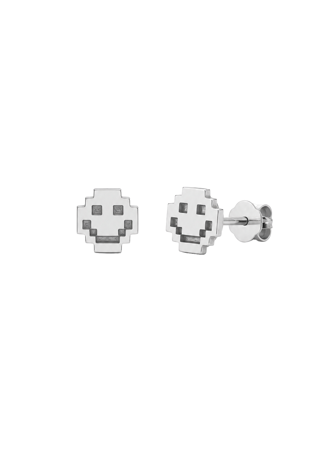 Brincos de fantasma pixelado sobre fundo branco
