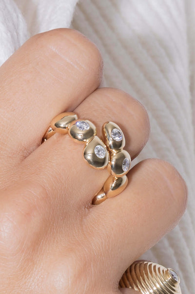 anel de diamante esfera imperfeita 18k Anéis