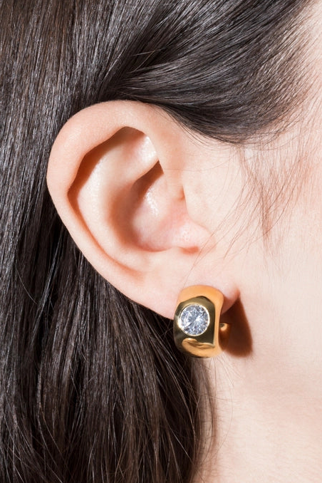 violet halo huggies Earrings