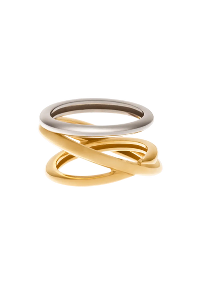 Zara Sculptural Two-Tone Ring Rings